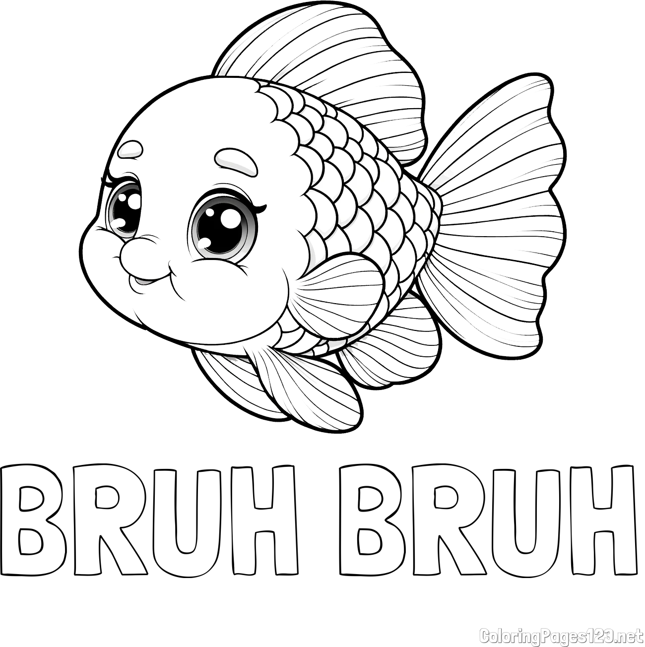 BRUH BRUH Coloring Page and Coloring Page of a Tropical Fish