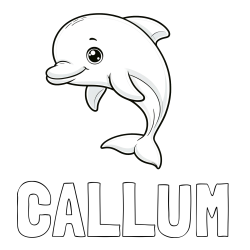 Online Created Coloring Page - CALLUM Coloring Page and Children's Coloring Book of a Cute Dolphin