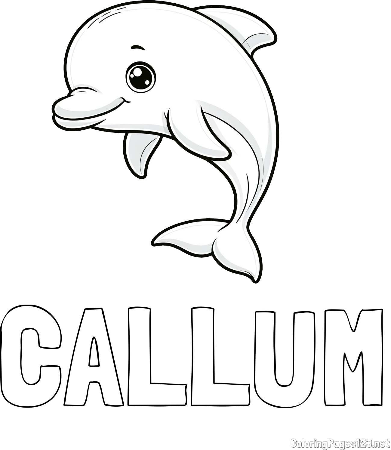 CALLUM Coloring Page and Children's Coloring Book of a Cute Dolphin