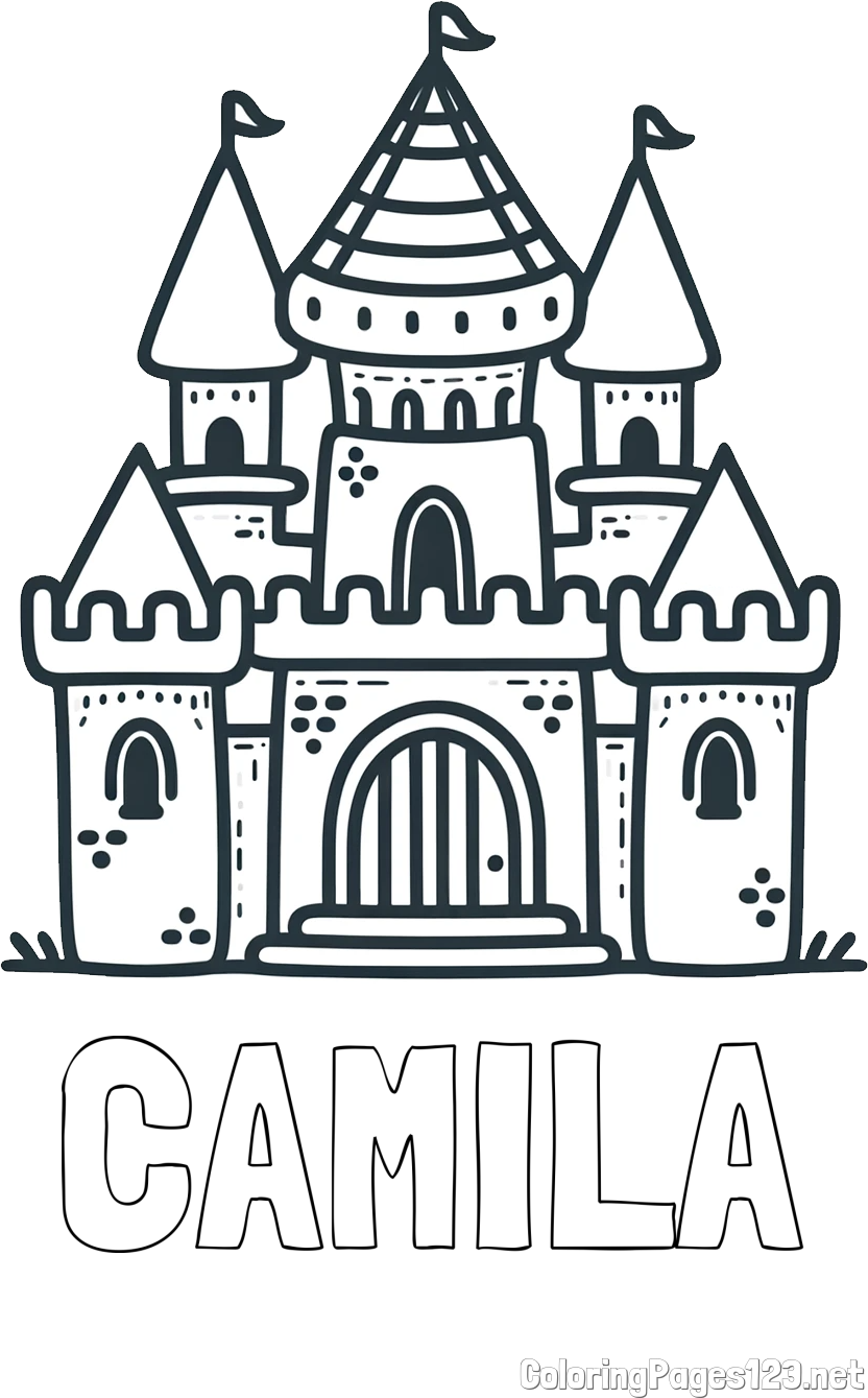 CAMILA Coloring Page and Beautiful Castle Coloring Page for Kids