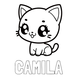 Online Created Coloring Page - CAMILA Coloring Page and Coloring Page of an Anime Cat