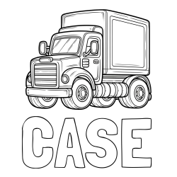 Online Created Coloring Page - CASE Coloring Page and Big Truck Coloring Page