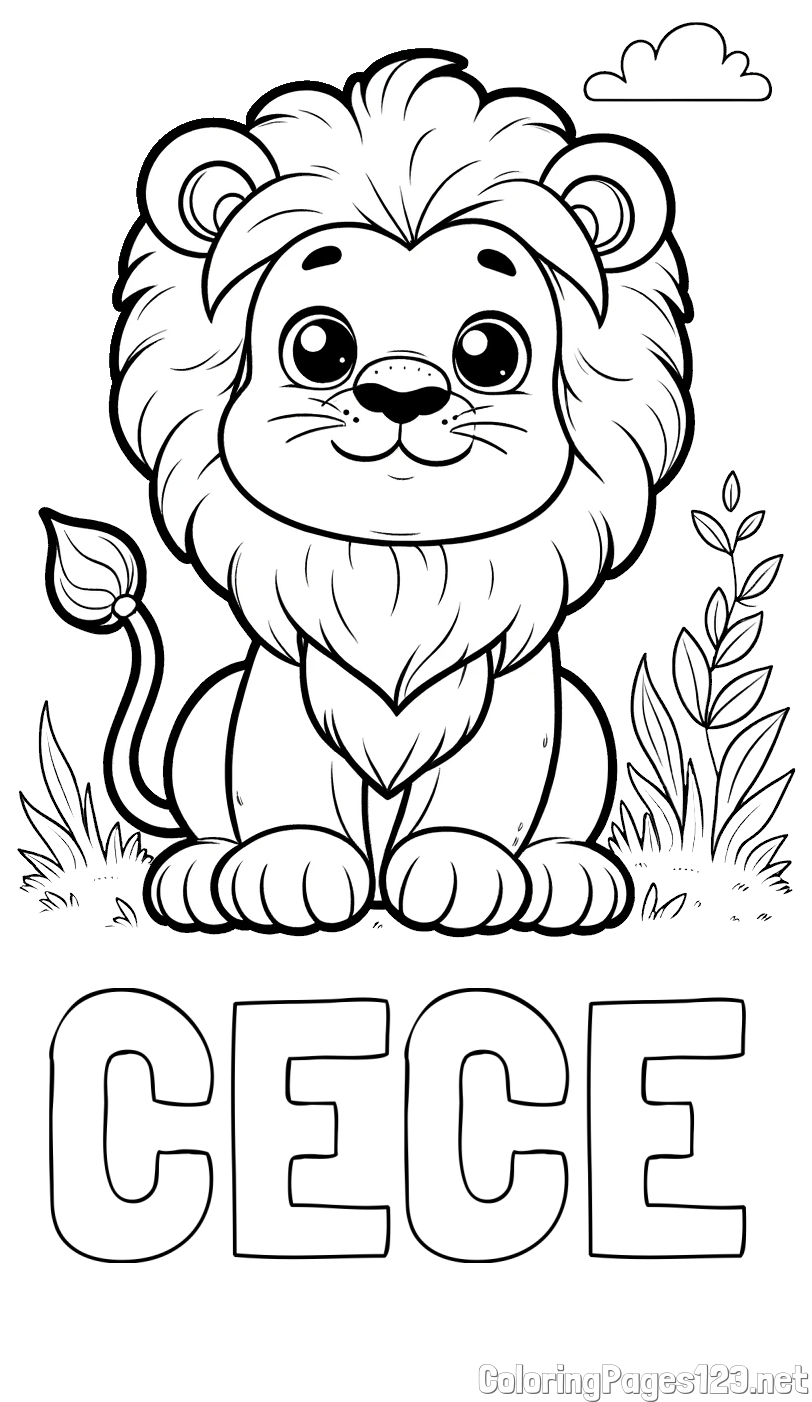 CECE Coloring Page and Cute Baby Lion Coloring Page