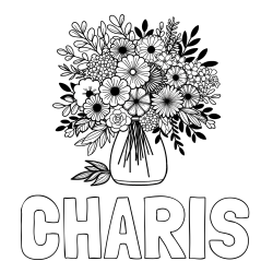 Online Created Coloring Page - CHARIS Coloring Page and Flower Bouquet Coloring Page