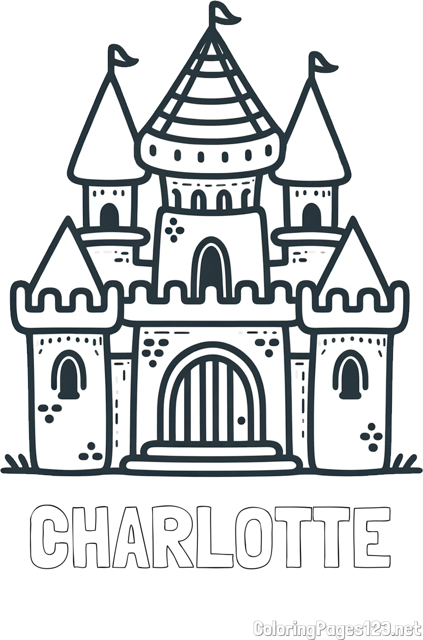 CHARLOTTE Coloring Page and Beautiful Castle Coloring Page for Kids