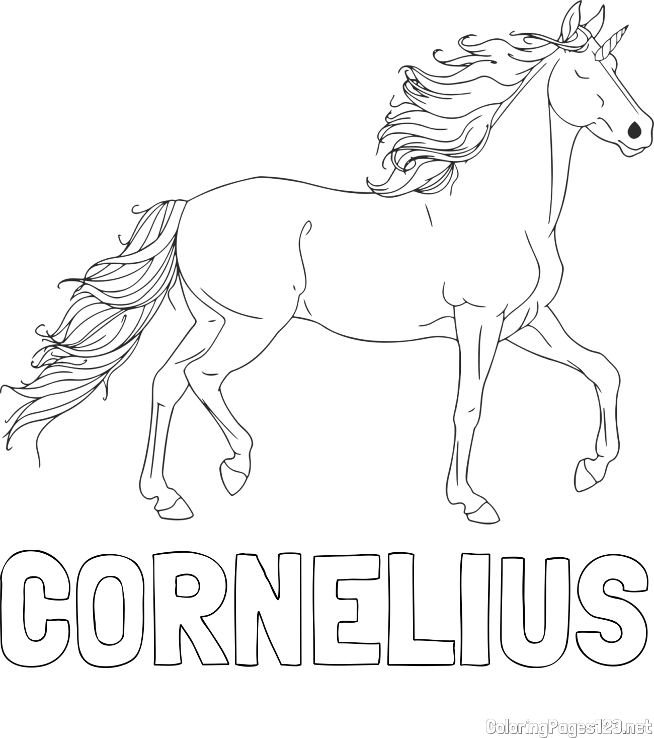 CORNELIUS Coloring Page and Beautiful Unicorn Coloring Page