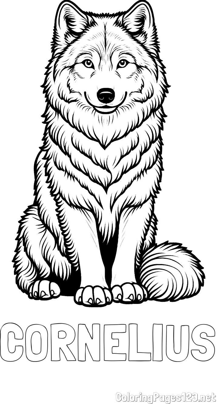 CORNELIUS Coloring Page and Beautiful Wolf Coloring Page