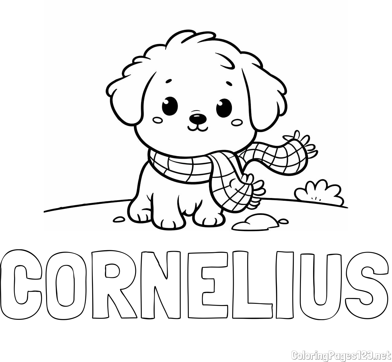 CORNELIUS Coloring Page and Coloring Page of an Adorable Puppy