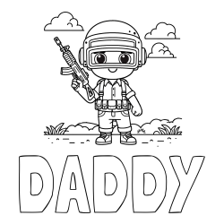 Online Created Coloring Page - DADDY Coloring Page and Easy PUBG Coloring Page