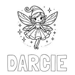 DARCIE Coloring Page and Children's Coloring Page of a Wonderful Fairy