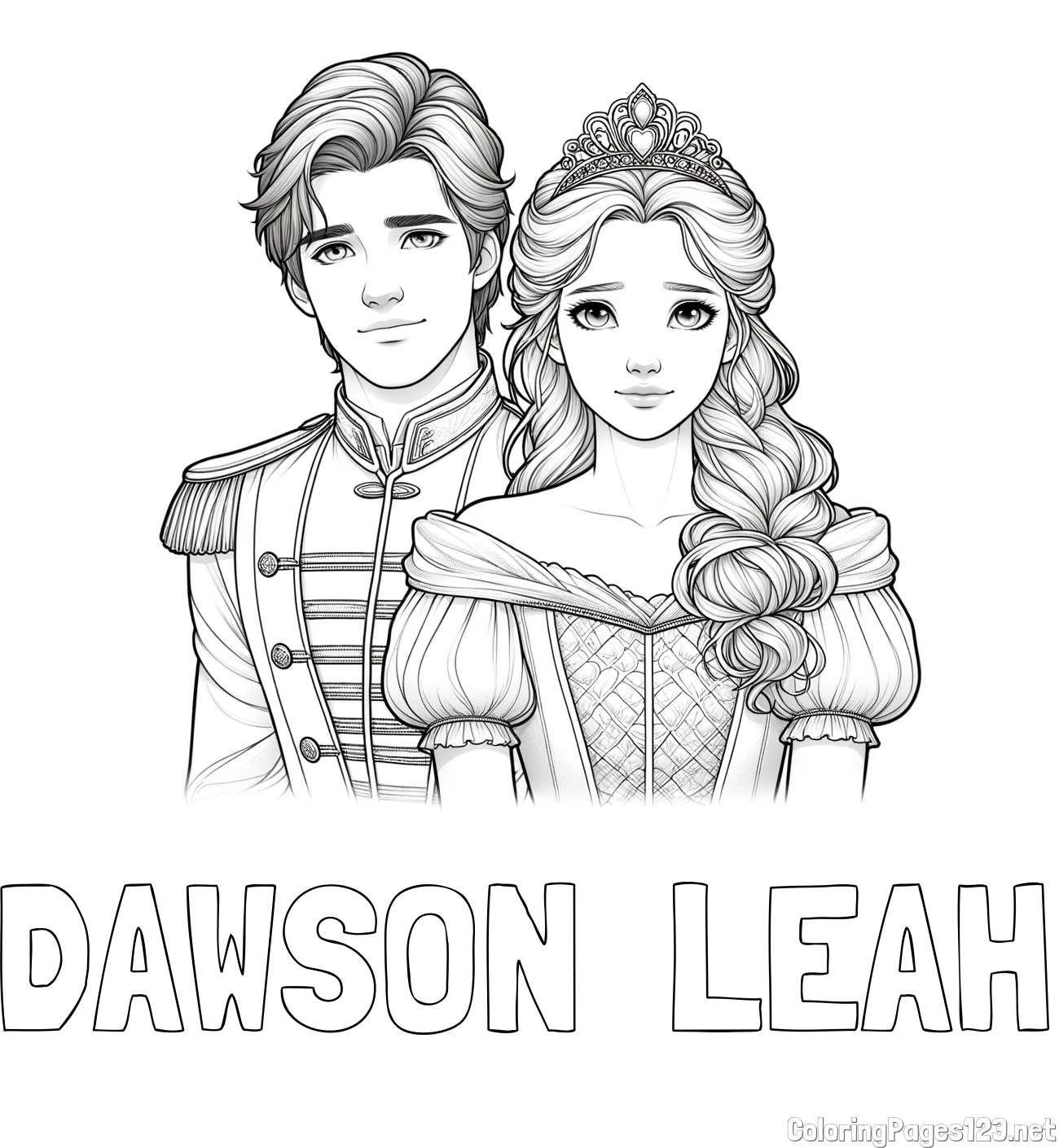 DAWSON  LEAH Coloring Page and Coloring Page of a Prince and Princess