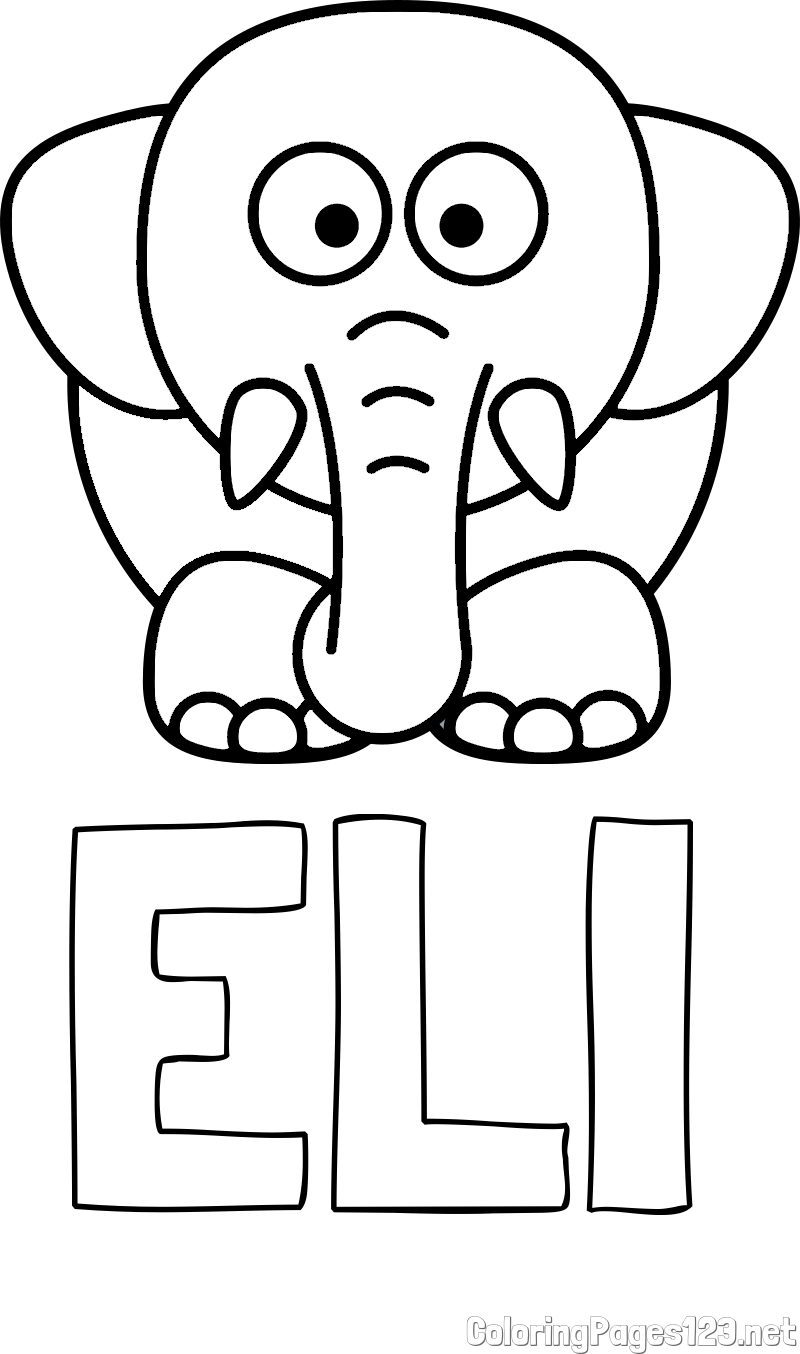 ELI Coloring Page and Cute Elephant Coloring Page for Kids