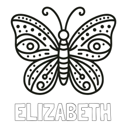 Online Created Coloring Page - ELIZABETH Coloring Page and Butterfly Coloring Page (Simple)