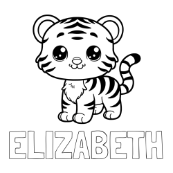 Online Created Coloring Page - ELIZABETH Coloring Page and Cute Tiger Cub Coloring Page