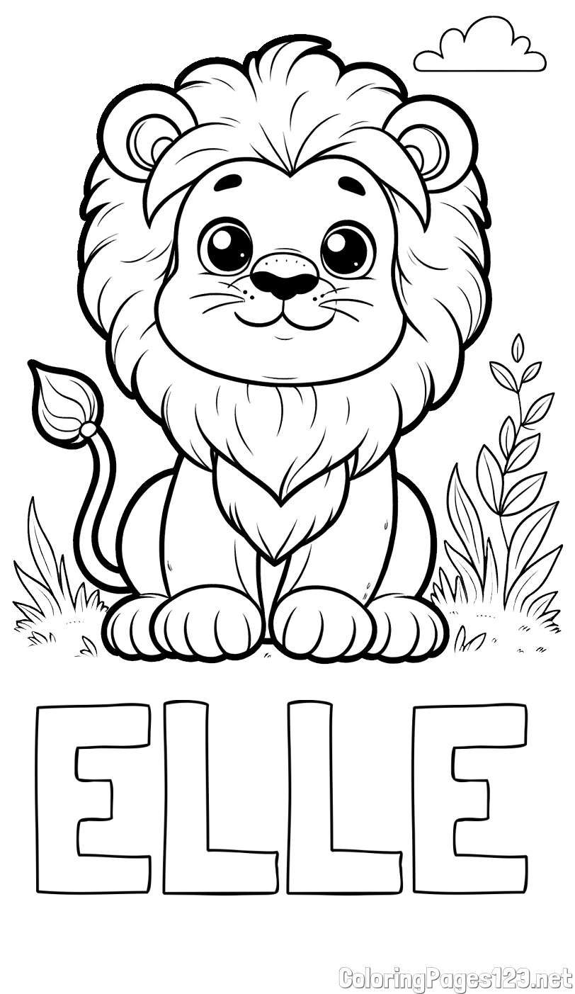 ELLE Coloring Page and Cute Baby Lion Coloring Page
