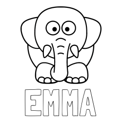 Online Created Coloring Page - EMMA Coloring Page and Cute Elephant Coloring Page for Kids