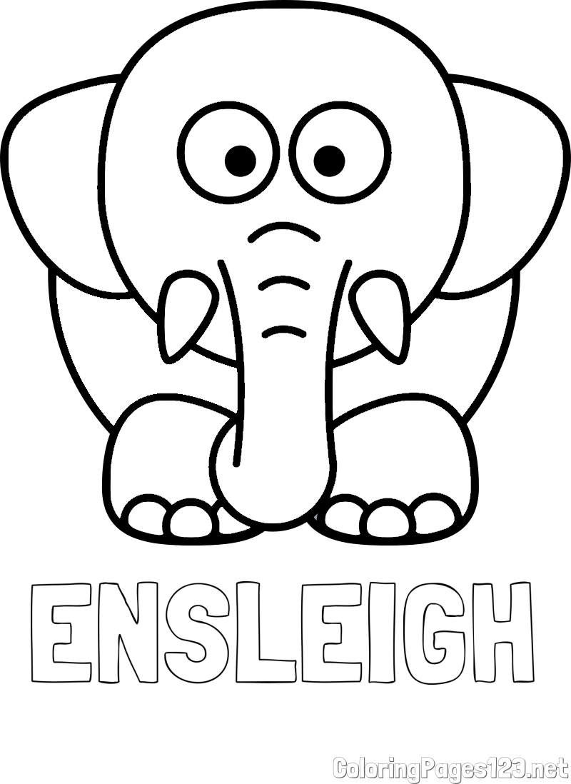 ENSLEIGH Coloring Page and Cute Elephant Coloring Page for Kids