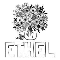 Online Created Coloring Page - ETHEL Coloring Page and Flower Bouquet Coloring Page
