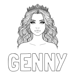 Online Created Coloring Page - GENNY Coloring Page and Coloring Page of a Princess with a Crown