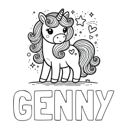 Online Created Coloring Page - GENNY Coloring Page and Cute Unicorn Coloring Page
