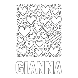 Online Created Coloring Page - GIANNA Coloring Page and Children's Coloring Page of Many Hearts