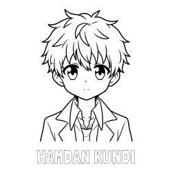 Online Created Coloring Page - HAMDAN KUNDI Coloring Page and Coloring Page of a Cute Anime Boy