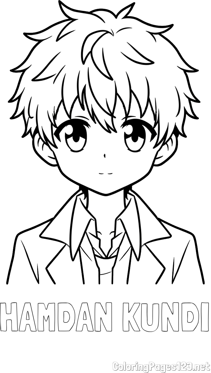 HAMDAN KUNDI Coloring Page and Coloring Page of a Cute Anime Boy
