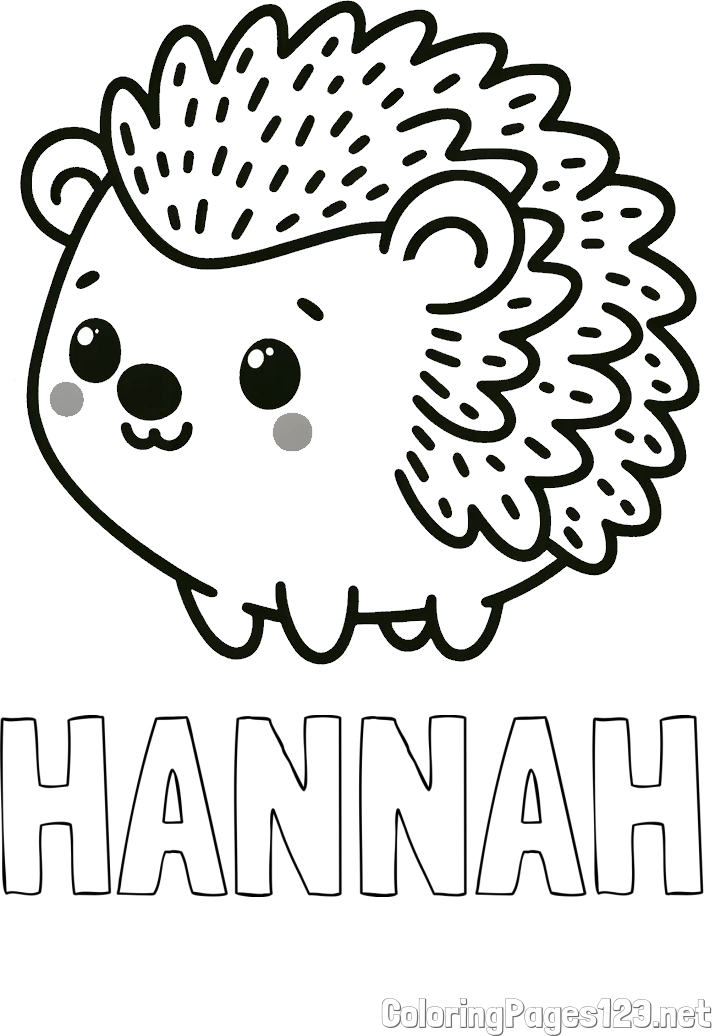 HANNAH Coloring Page and Easy Hedgehog Coloring Page for Kids