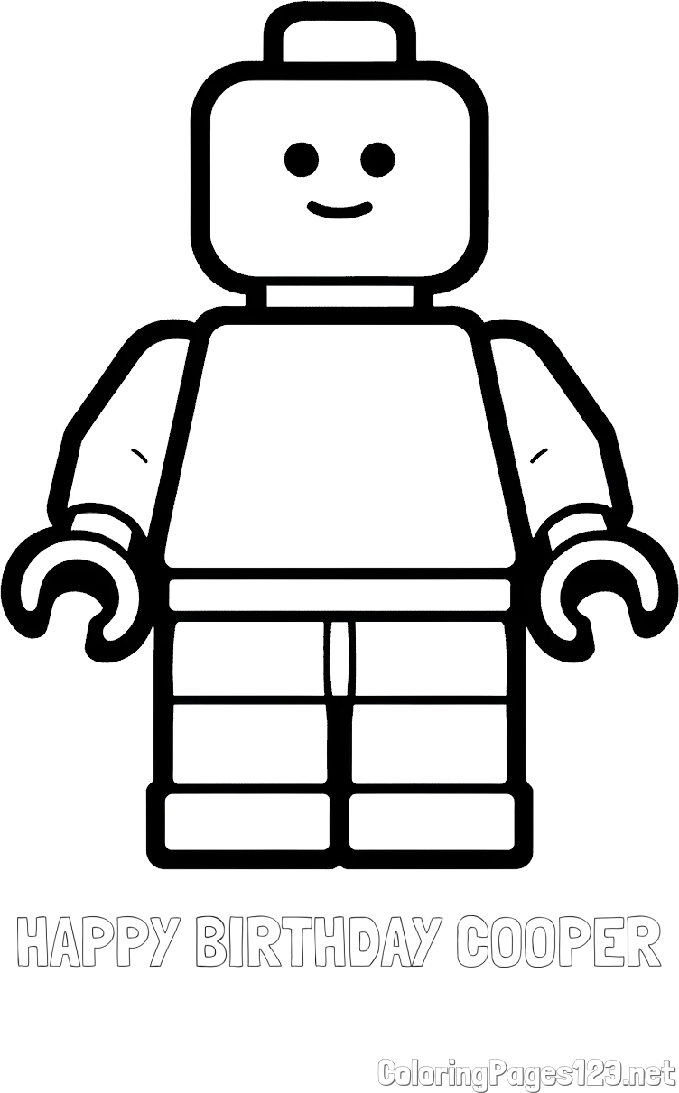 HAPPY BIRTHDAY COOPER Coloring Page and Easy LEGO Character Coloring Page