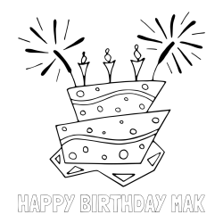 Online Created Coloring Page - HAPPY BIRTHDAY MAK Coloring Page and Birthday Cake Coloring Page