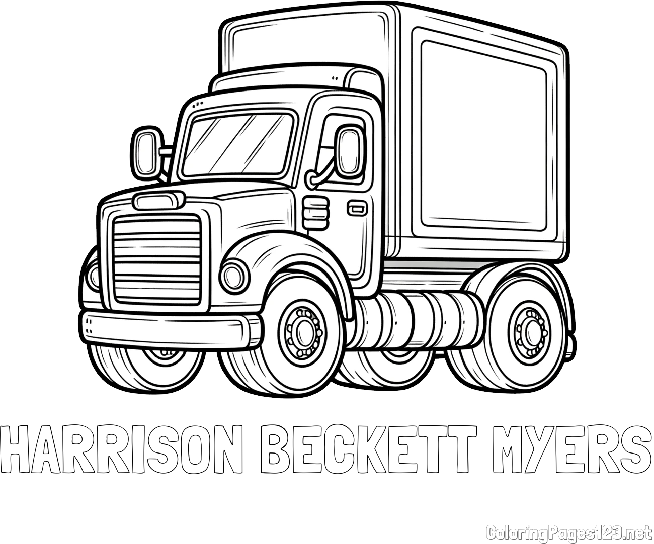 HARRISON BECKETT MYERS Coloring Page and Big Truck Coloring Page