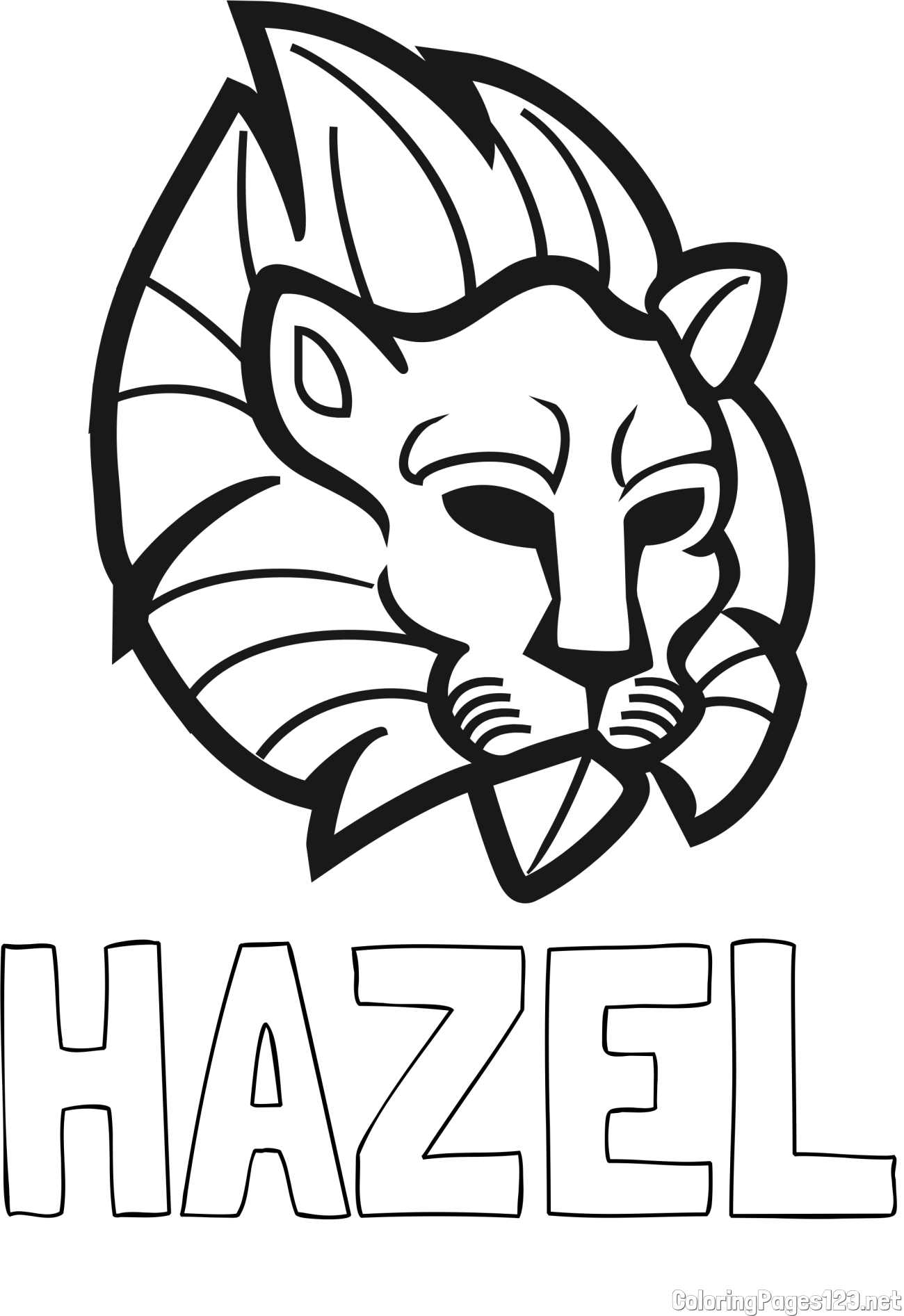 HAZEL Coloring Page and Abstract Lion Face Coloring Page