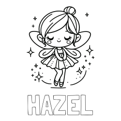 Online Created Coloring Page - HAZEL Coloring Page and Children's Coloring Page of a Magical Fairy
