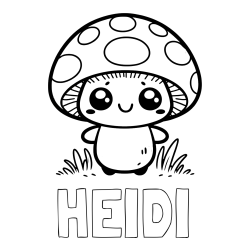 Online Created Coloring Page - HEIDI Coloring Page and Coloring Page of a Cute Mushroom
