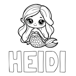 Online Created Coloring Page - HEIDI Coloring Page and Coloring Page of a Very Cute Little Mermaid