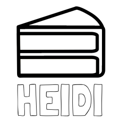 HEIDI Coloring Page and Simple Slice of Cake Coloring Page