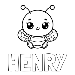 Online Created Coloring Page - HENRY Coloring Page and Children's Coloring Page of a Cute Bee