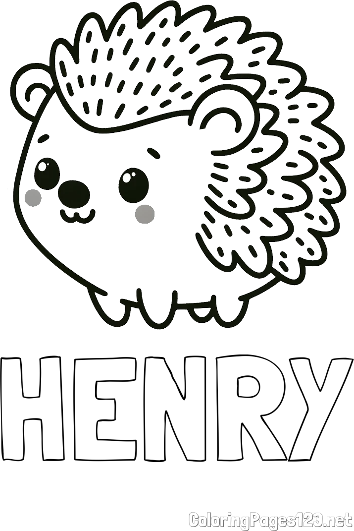 HENRY Coloring Page and Easy Hedgehog Coloring Page for Kids
