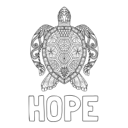 Online Created Coloring Page - HOPE Coloring Page and Sea Turtle Mandala Coloring Page