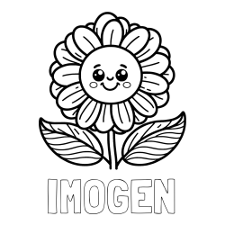 Online Created Coloring Page - IMOGEN Coloring Page and Smiling Flower Coloring Page