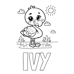 Online Created Coloring Page - IVY Coloring Page and Easy Coloring Page of a Cute Flamingo