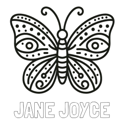 Online Created Coloring Page - JANE JOYCE Coloring Page and Butterfly Coloring Page (Simple)