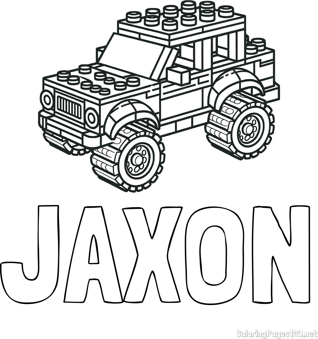 JAXON Coloring Page and LEGO Jeep Coloring Page