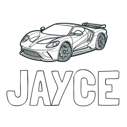 Online Created Coloring Page - JAYCE Coloring Page and Coloring Page of a Fast Sport's Car