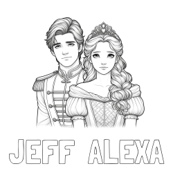 JEFF  ALEXA Coloring Page and Coloring Page of a Prince and Princess