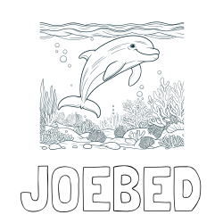 Online Created Coloring Page - JOEBED Coloring Page and Coloring Page of a Cute Dolphin Swimming in the Sea