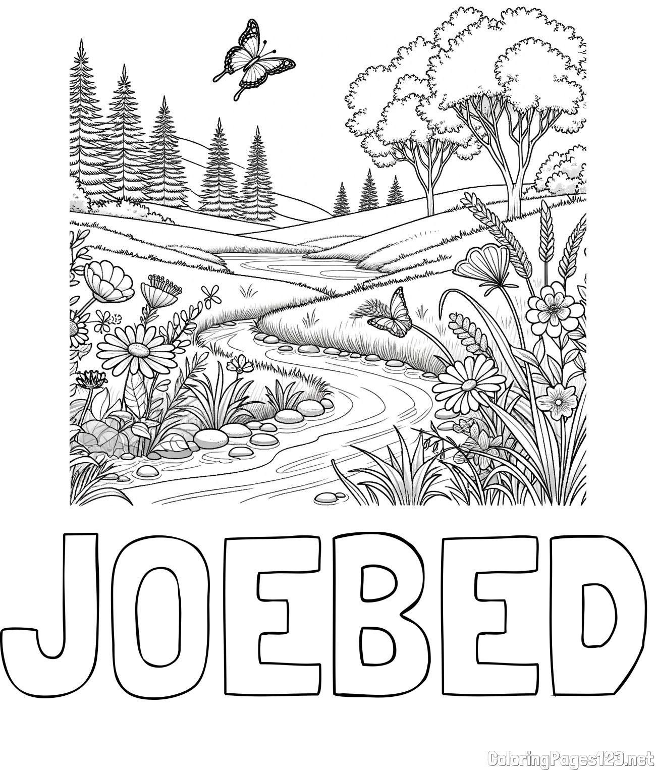JOEBED Coloring Page and Summer Nature Coloring Page