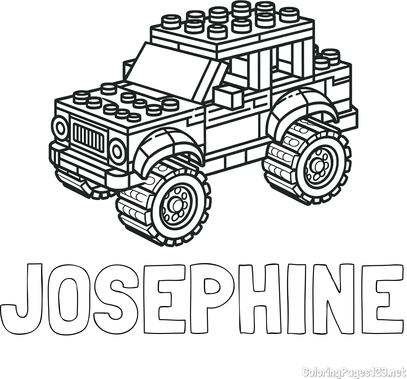 JOSEPHINE Coloring Page and LEGO Jeep Coloring Page
