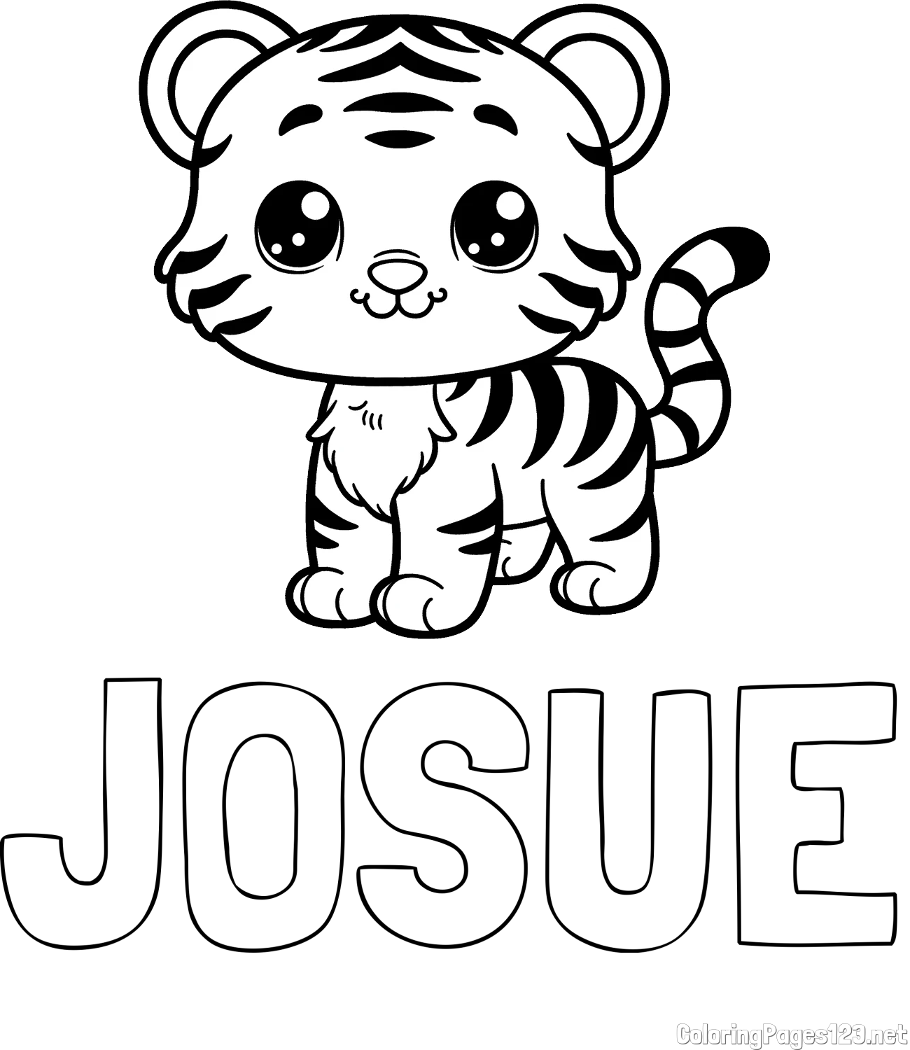 JOSUÉ Coloring Page and Cute Tiger Cub Coloring Page