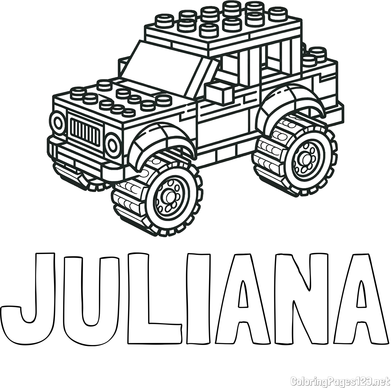 JULIANA Coloring Page and LEGO Jeep Coloring Page